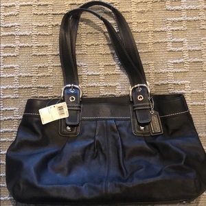 Authentic Coach Soho Pleated black leather tote